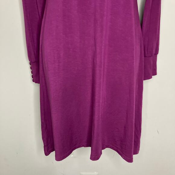 Free People Purple Keyhole Front Open Back Tie Shift Dress Long Sleeve  Size 4 - Picture 7 of 16